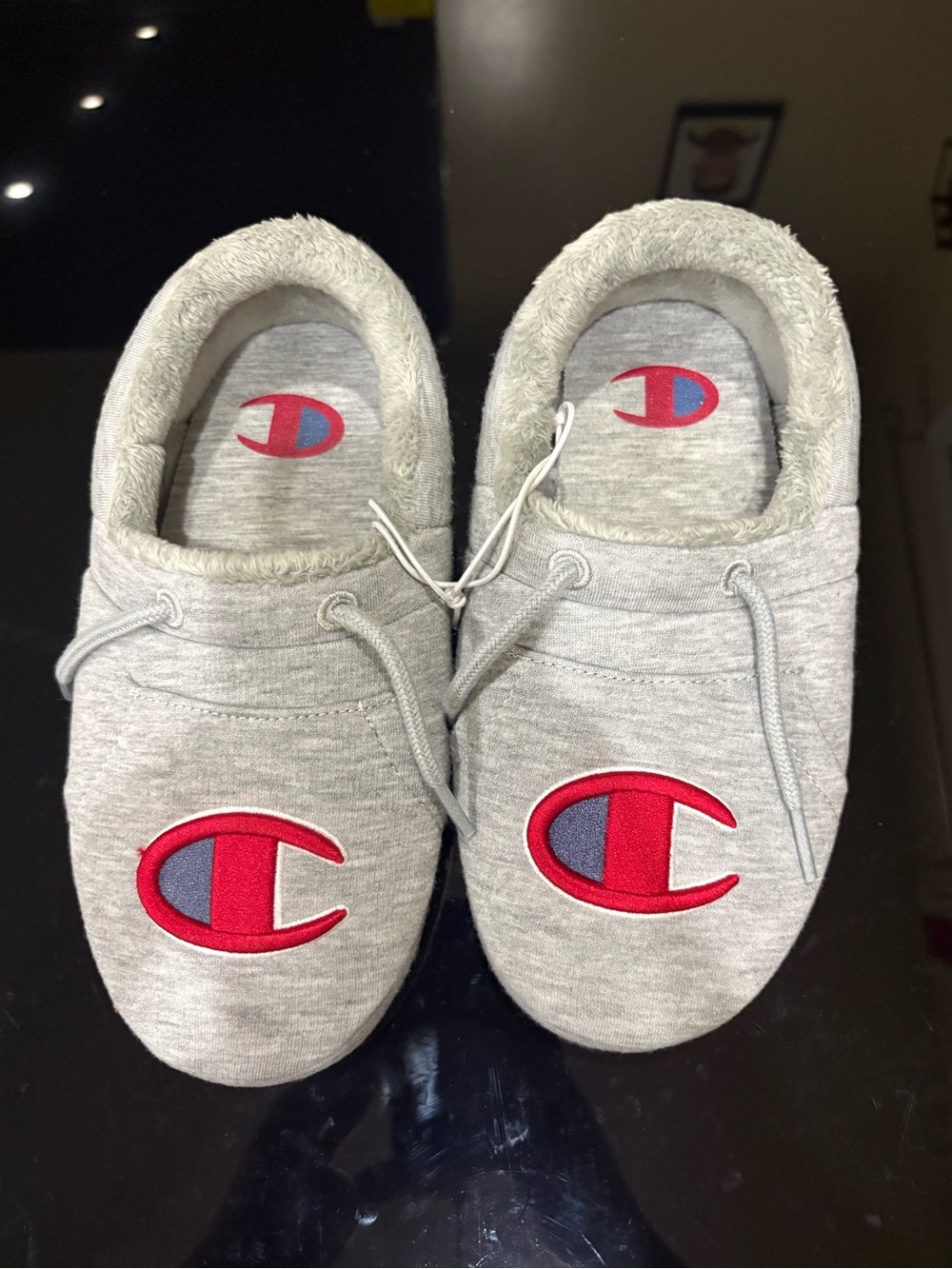 Champion Gray Slip-On Slippers with Red and Purple Logo - Picture 2 of 6